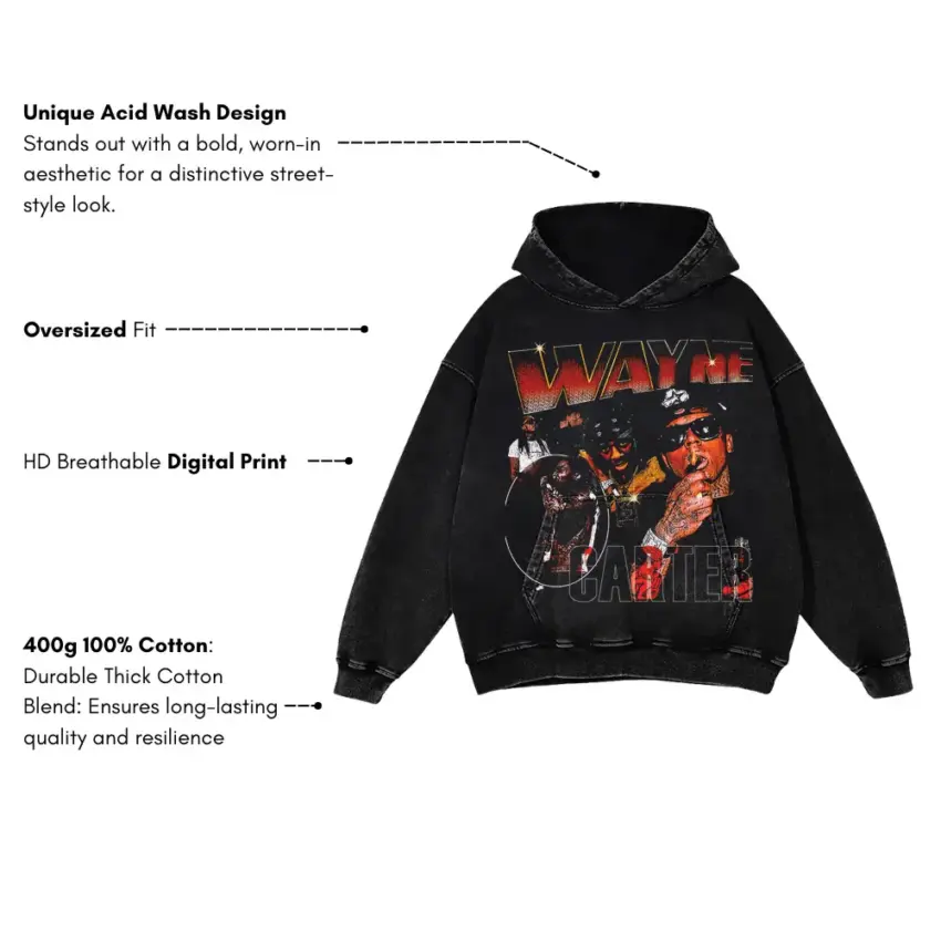 Lil Wayne Tha Carter Aicd Wash Oversized Hoodie - Image 5