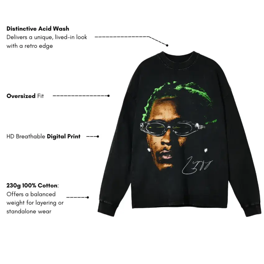 Luv Is Rage Aicd Wash Oversized Long Sleeve Shirt - Image 5