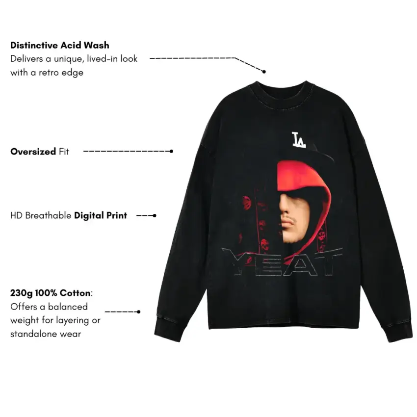 Lyfe Style Aicd Wash Oversized Long Sleeve Shirt - Image 5