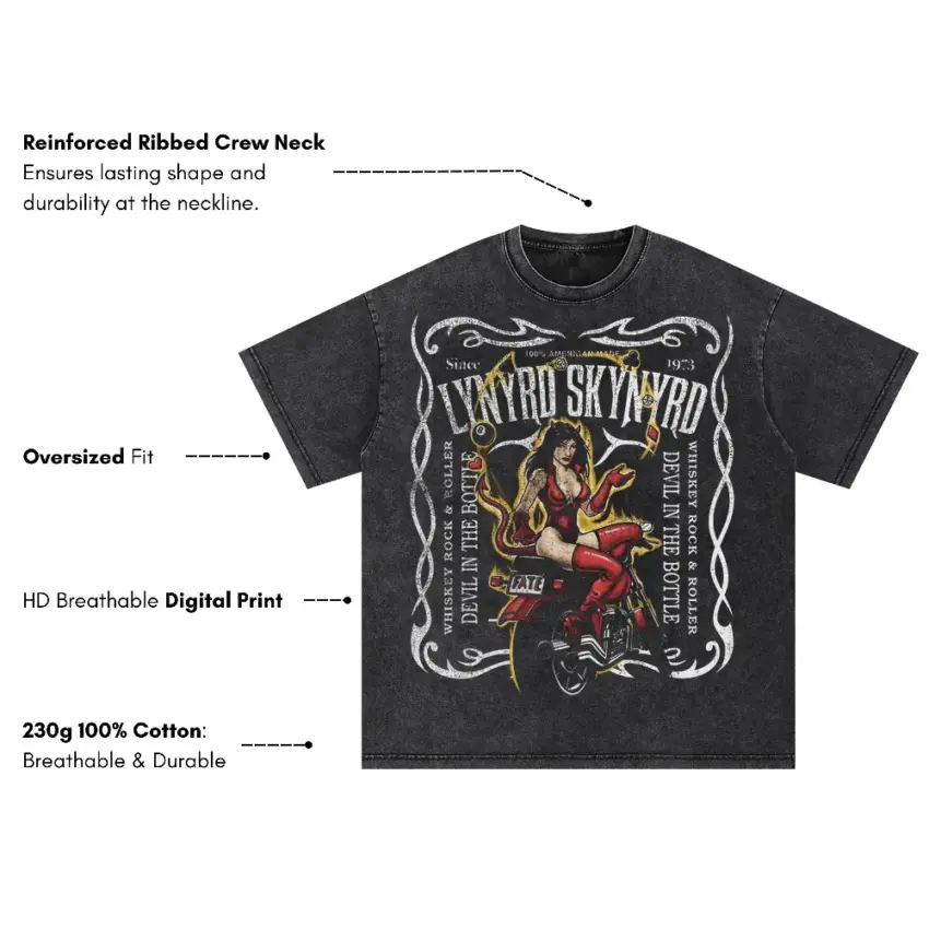 Lynyrd Skynyrd Free Bird Oversized Acid Wash T-shirt - Image 2