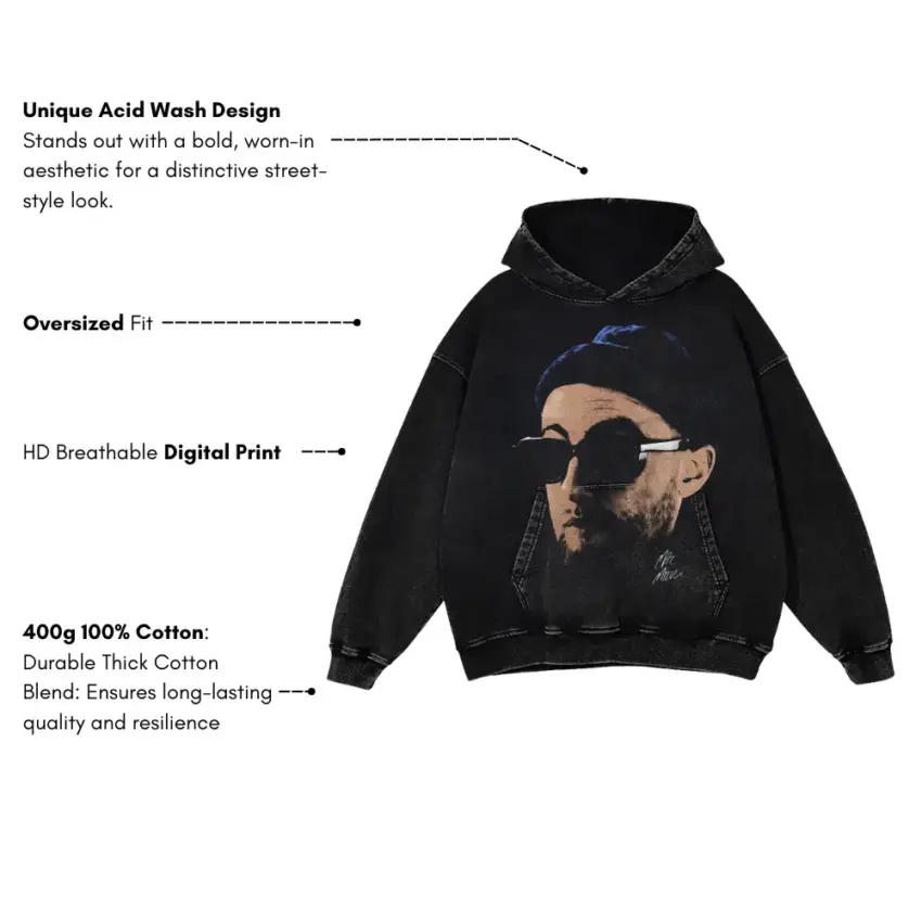 Mac Miller Self Care Aicd Wash Oversized Hoodie - Image 5