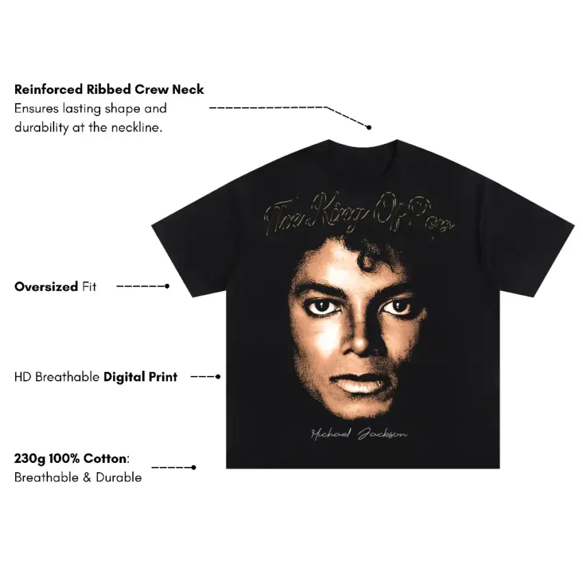 Man In The Mirror Oversized Black Graphic Tee - Image 5