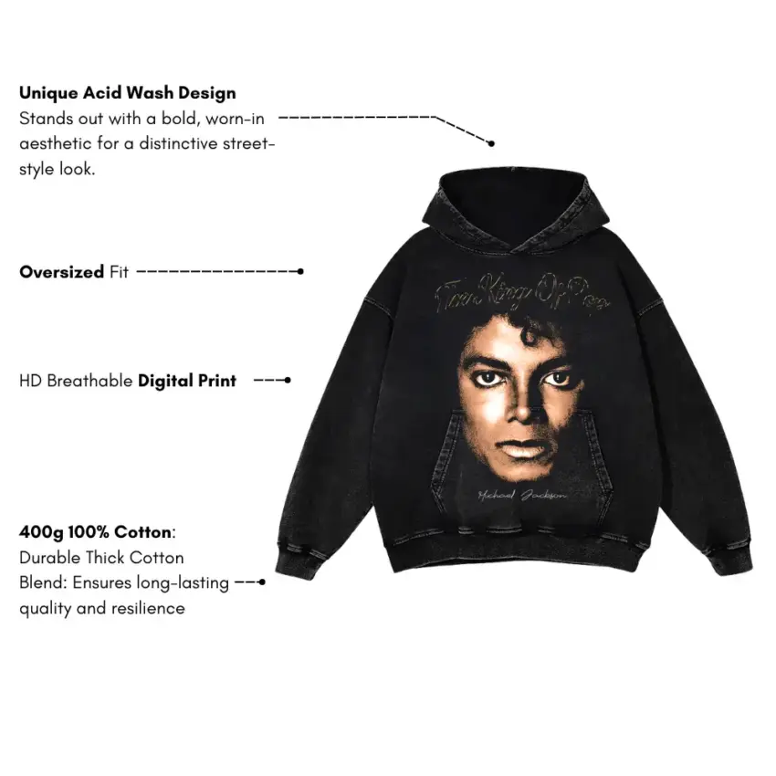 Man In The Mirror Aicd Wash Oversized Hoodie - Image 5