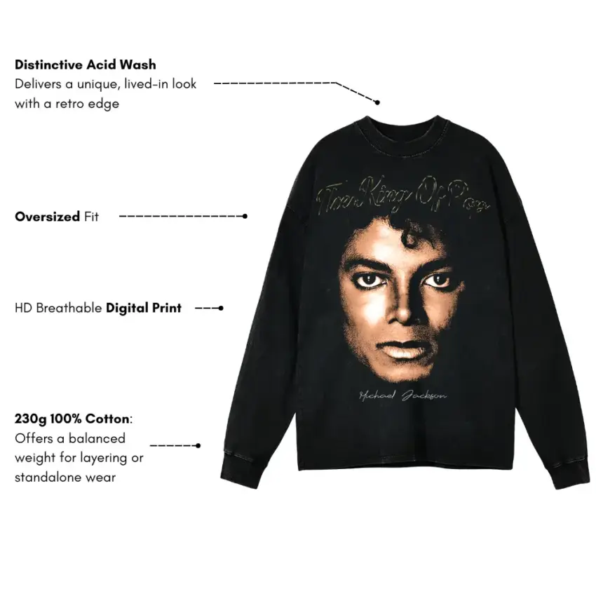 Man In The Mirror Aicd Wash Oversized Long Sleeve Shirt - Image 5