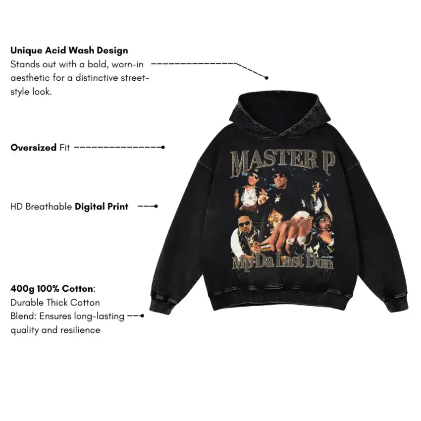 Master P Da Last Don Aicd Wash Oversized Hoodie - Image 5