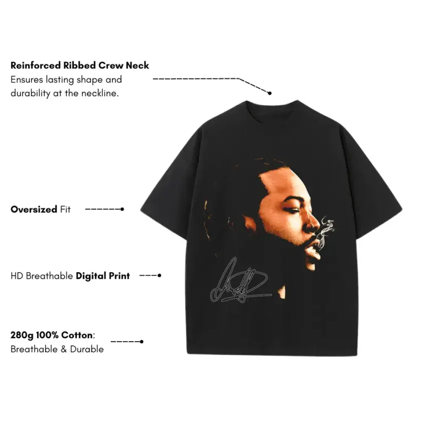 Meet The Woo Heavyweight Oversized Black Graphic Tee - Image 5