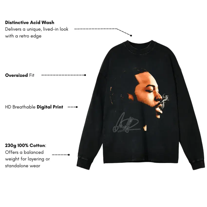 Meet The Woo Aicd Wash Oversized Long Sleeve Shirt - Image 5