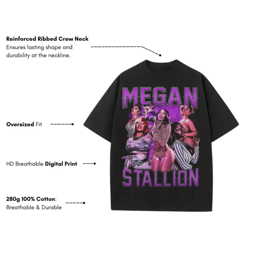 Megan Thee Stallion Hot Girl Heavyweight Oversized Black Graphic Tee - Image 5