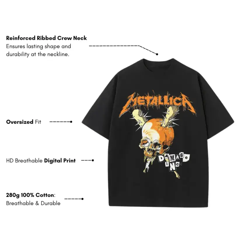 Metallica Damage Inc Heavyweight Oversized Black Graphic Tee - Image 5