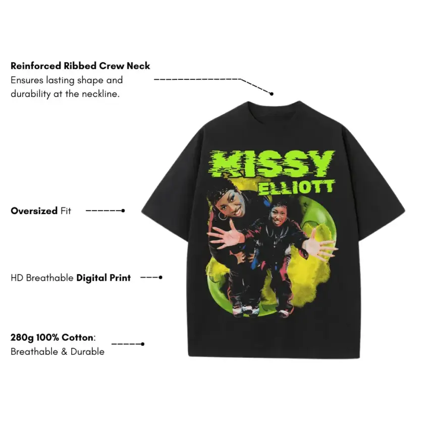 Missy Elliott Supa Dupa Fly Heavyweight Oversized Black Graphic Tee - Image 5