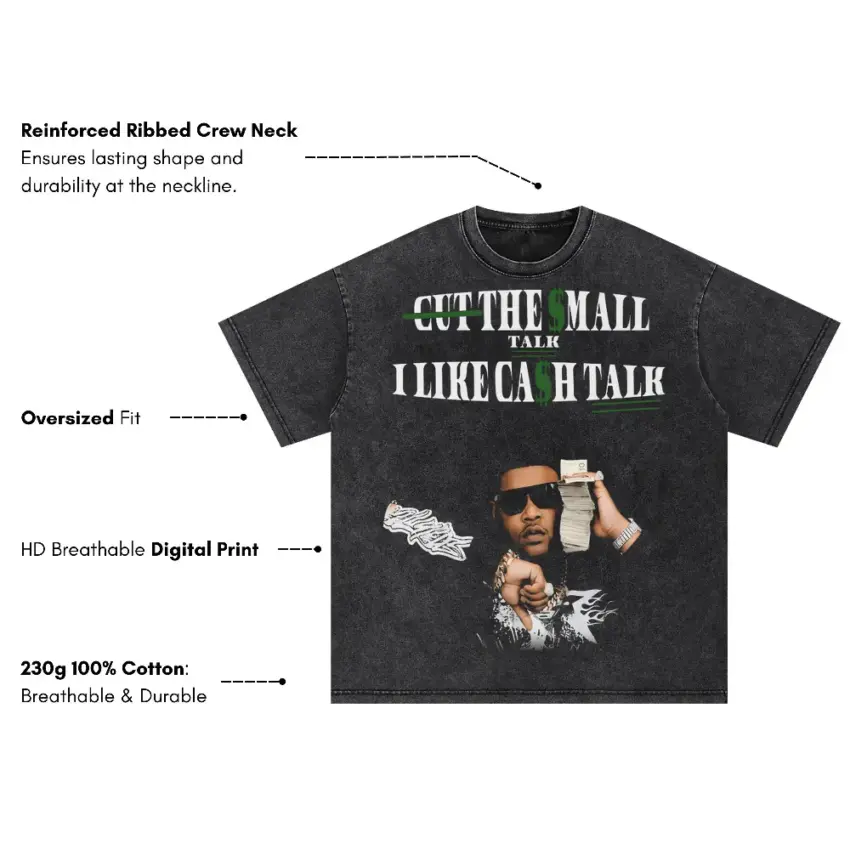 Moneybagg Cash Talk Oversized Acid Wash T-shirt - Image 5
