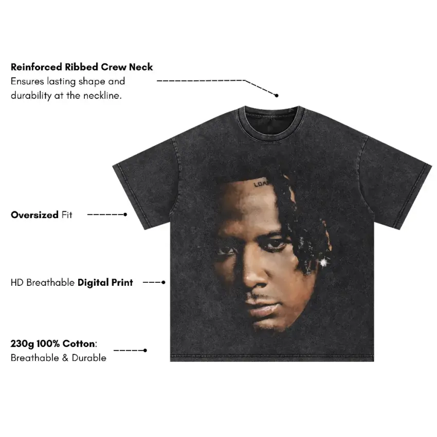 Moneybagg Yo A Gangstas Pain Oversized Acid Wash T-shirt - Image 5