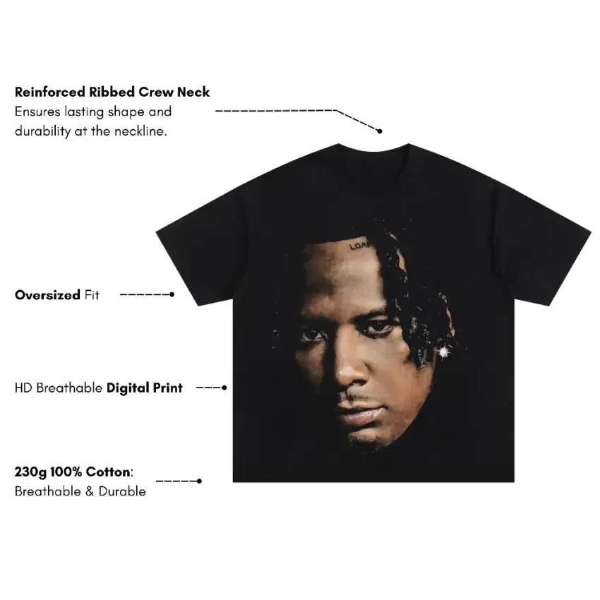 Moneybagg Yo A Gangstas Pain Oversized Black Graphic Tee - Image 5