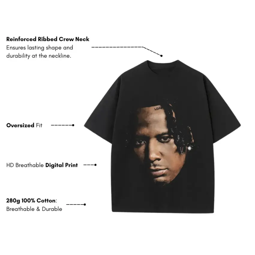 Moneybagg Yo A Gangstas Pain Heavyweight Oversized Black Graphic Tee - Image 5