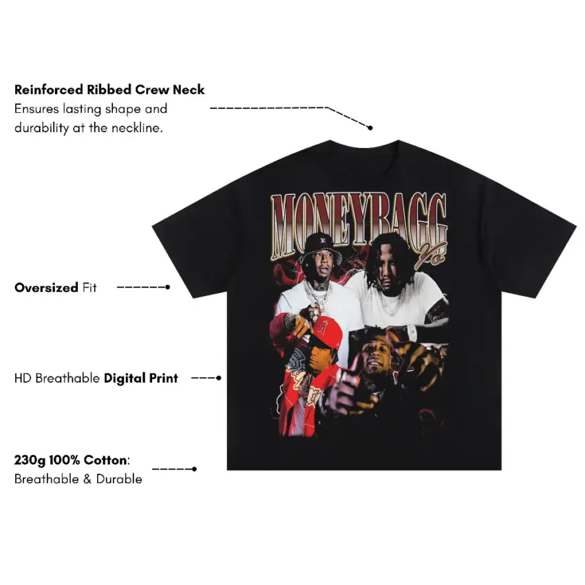 Moneybagg Yo Federal 3X Oversized Black Graphic Tee - Image 5