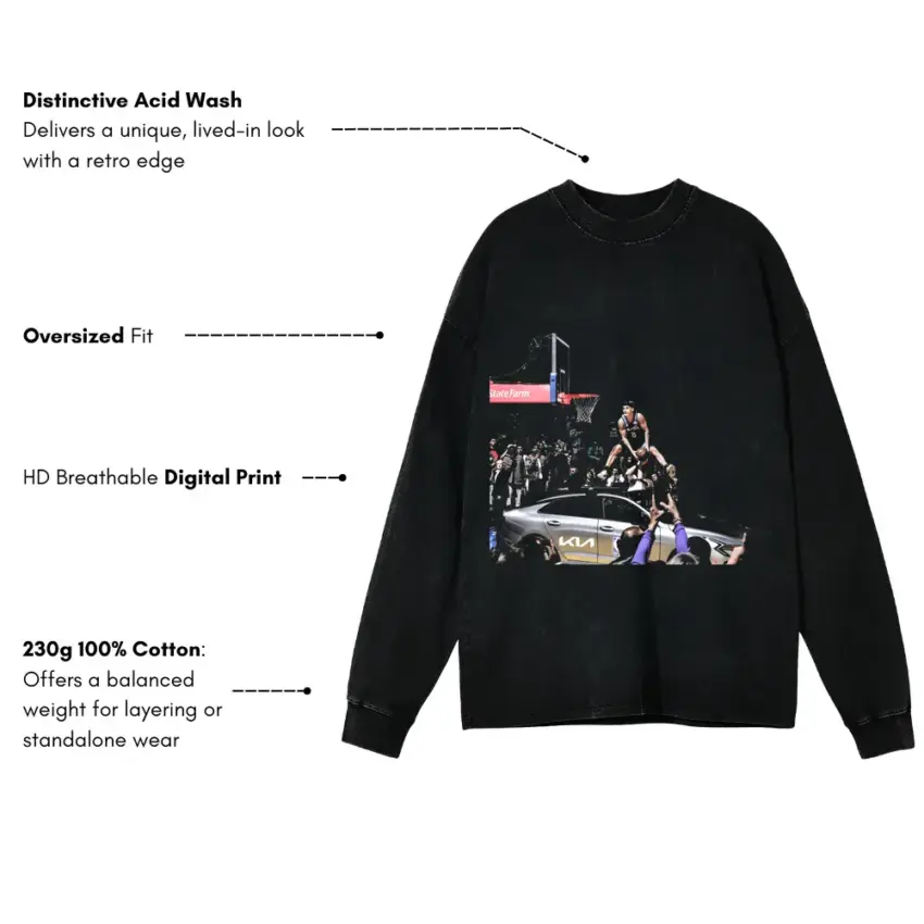 Morant Mayhem Aicd Wash Oversized Long Sleeve Shirt - Image 5