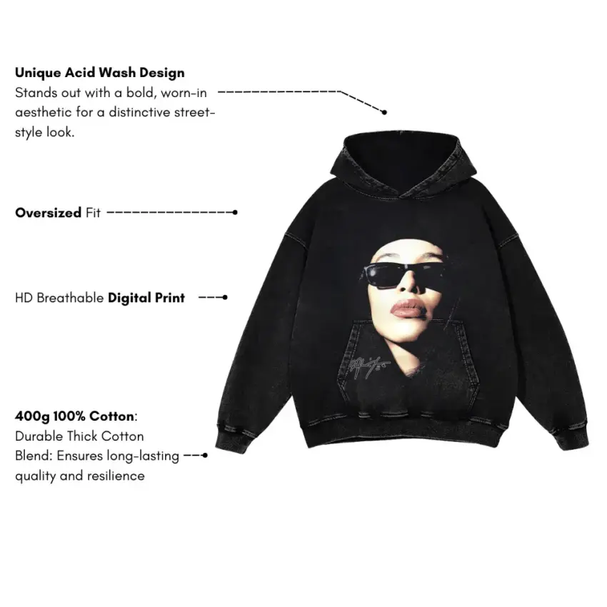 Motomami Aicd Wash Oversized Hoodie - Image 5