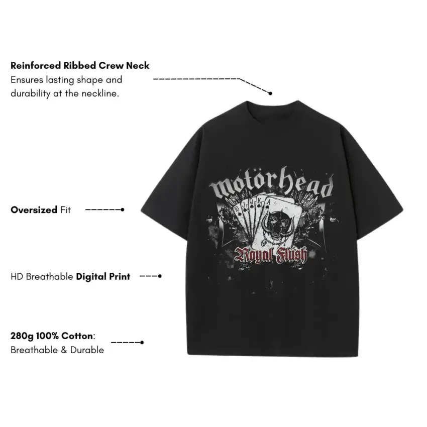 Motorhead The Ace Of Spades Heavyweight Oversized Black Graphic Tee - Image 5