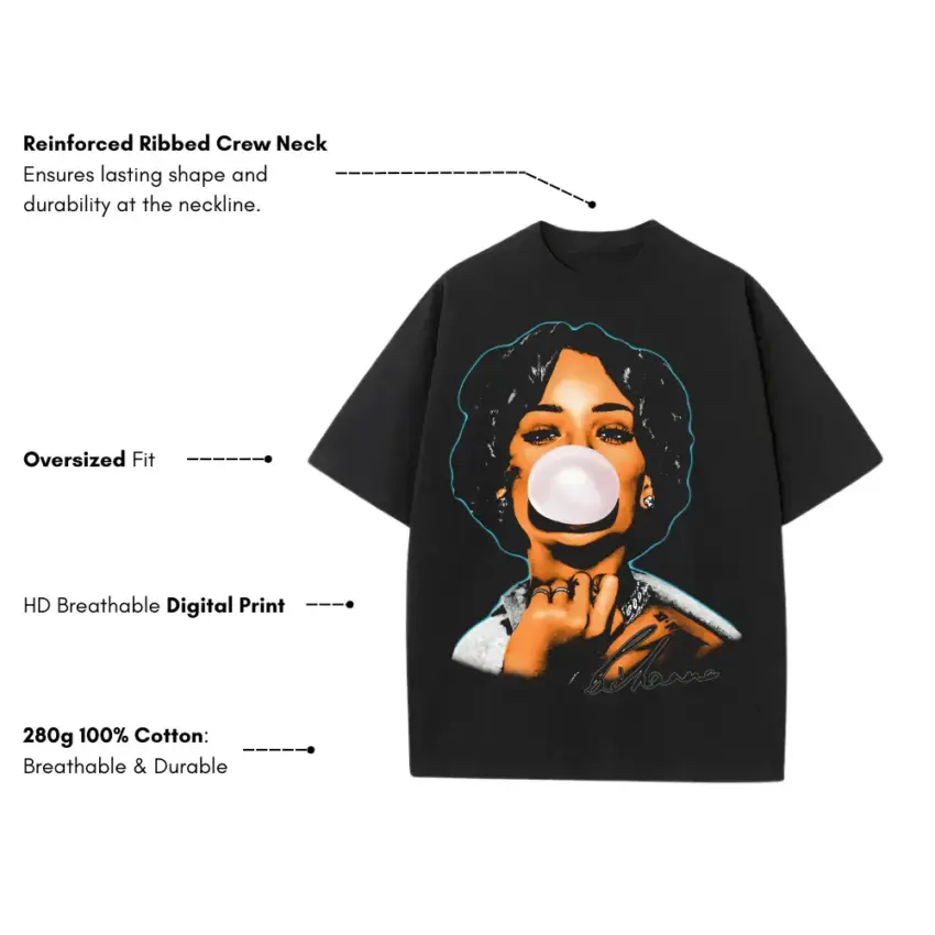 Munch Feeling U Heavyweight Oversized Black Graphic Tee - Image 5