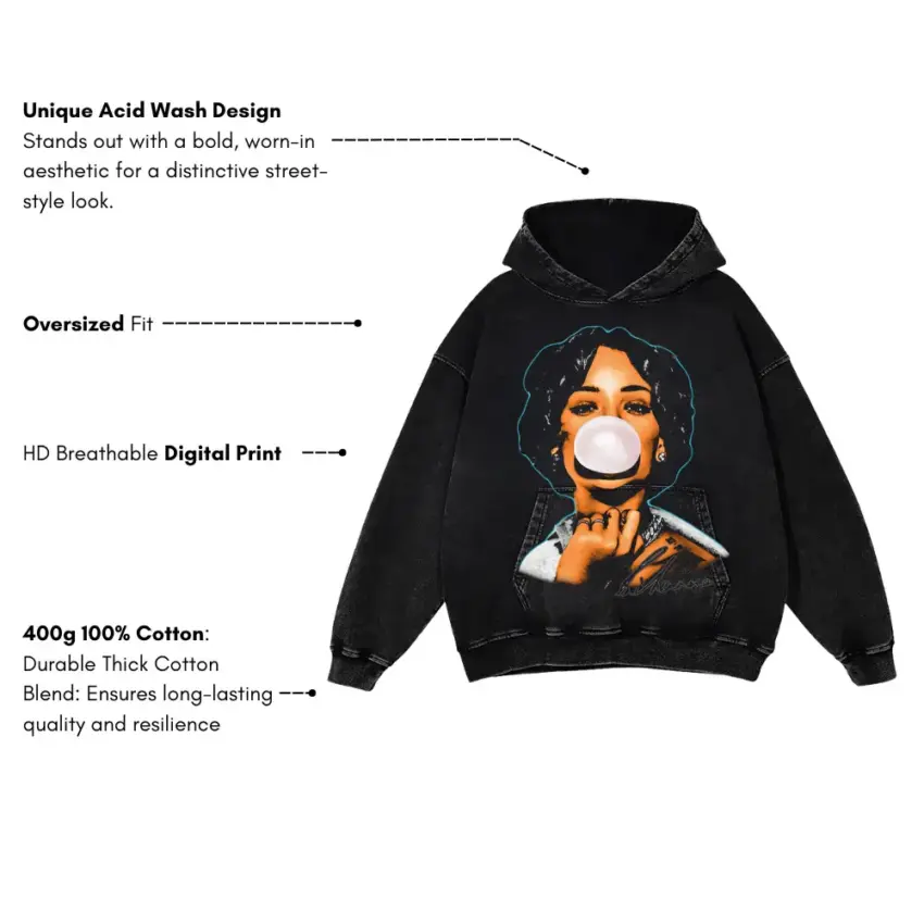 Munch Feeling U Aicd Wash Oversized Hoodie - Image 5