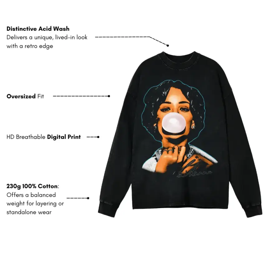 Munch Feeling U Aicd Wash Oversized Long Sleeve Shirt - Image 5