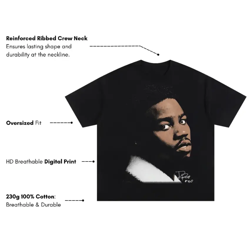 Nas Illmatic Portrait Oversized Black Graphic Tee - Image 5