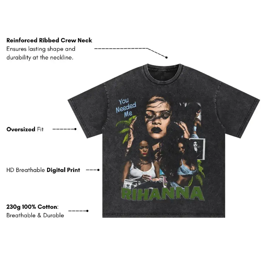 Needed Me Rihanna Oversized Acid Wash T-shirt - Image 5