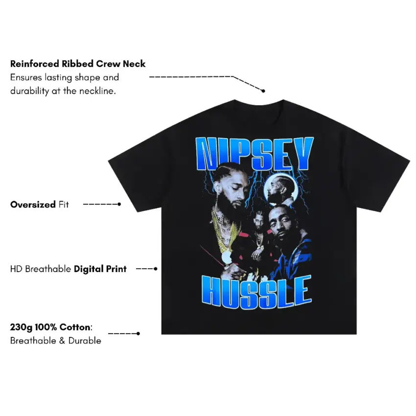 Nipsey Hussle The Great Oversized Black Graphic Tee - Image 5