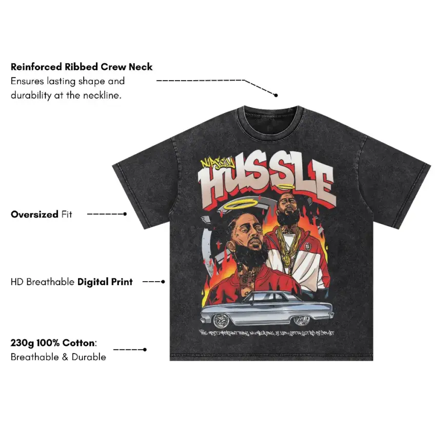 Nipsey Hussle Victory Lap Oversized Acid Wash T-shirt - Image 5