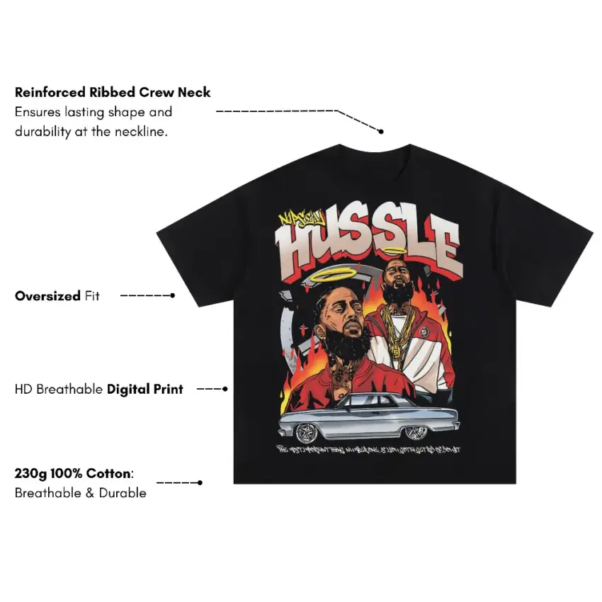 Nipsey Hussle Victory Lap Oversized Black Graphic Tee - Image 5