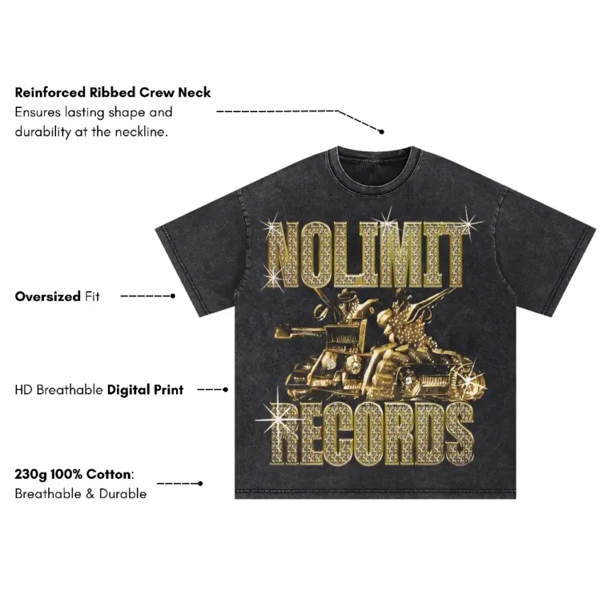 No Limit Records The Tank Oversized Acid Wash T-shirt - Image 5
