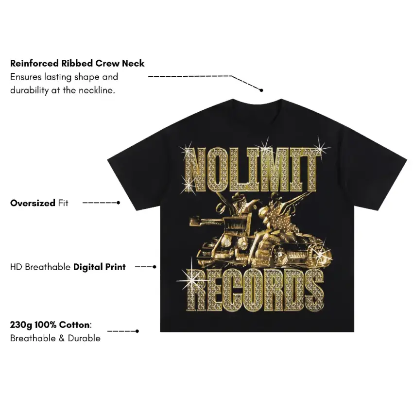 No Limit Records The Tank Oversized Black Graphic Tee - Image 5