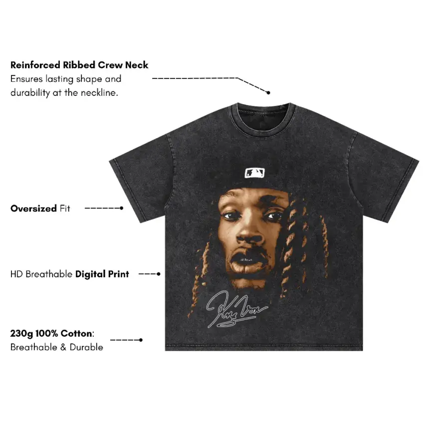 O Block Legend Oversized Acid Wash T-shirt - Image 5