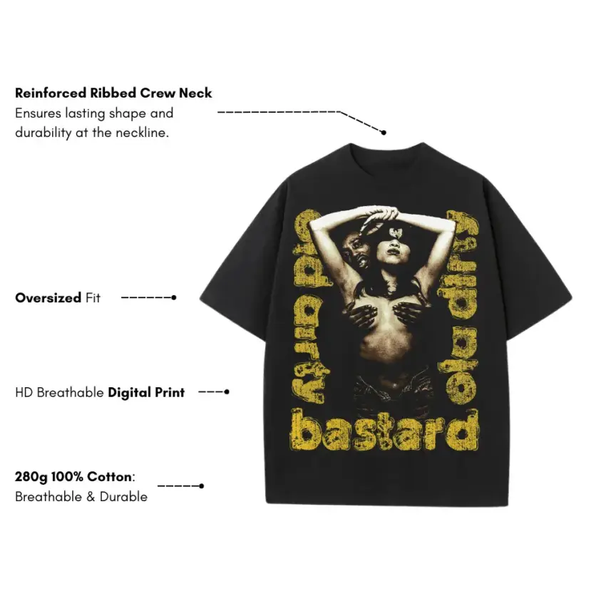Ol Dirty Bastard Got Your Money Heavyweight Oversized Black Graphic Tee - Image 5