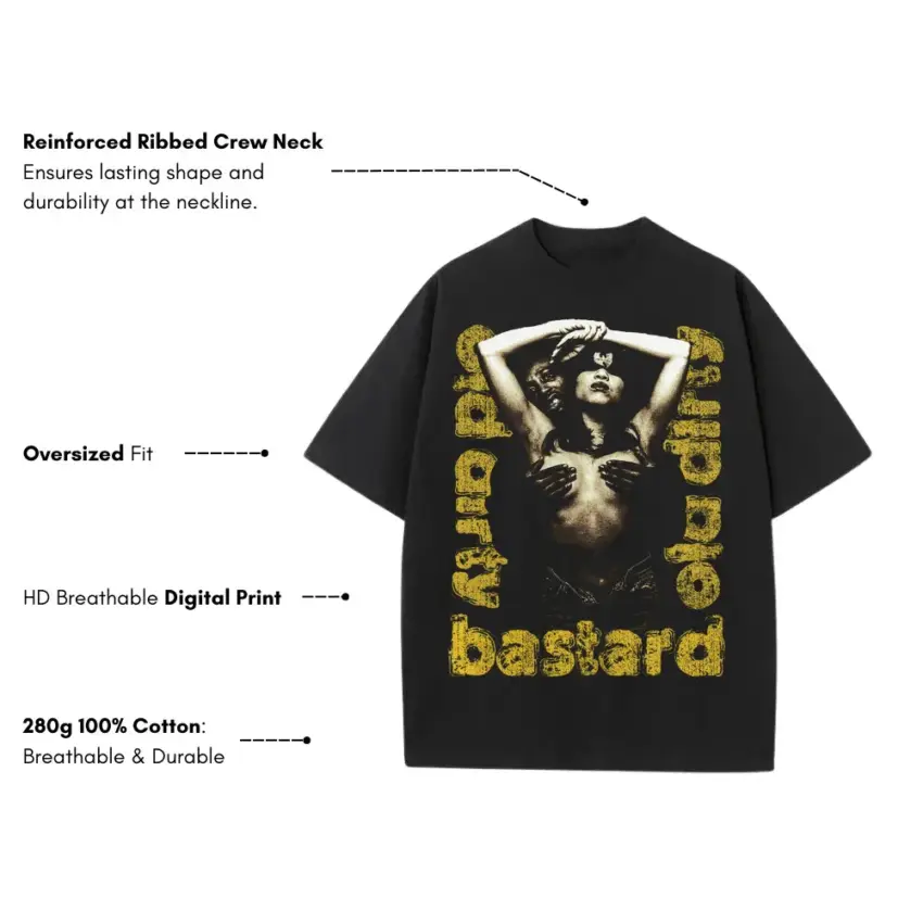 Ol Dirty Bastard Heavyweight Oversized Black Graphic Tee - Image 5
