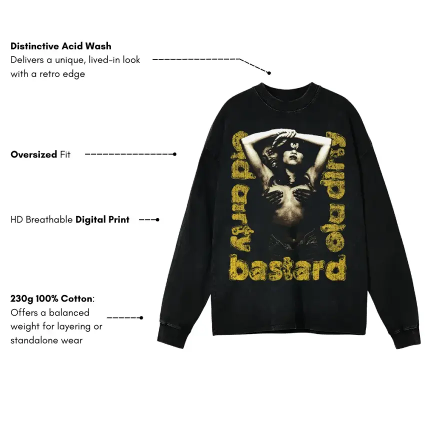 Ol Dirty Bastard Aicd Wash Oversized Long Sleeve Shirt - Image 5
