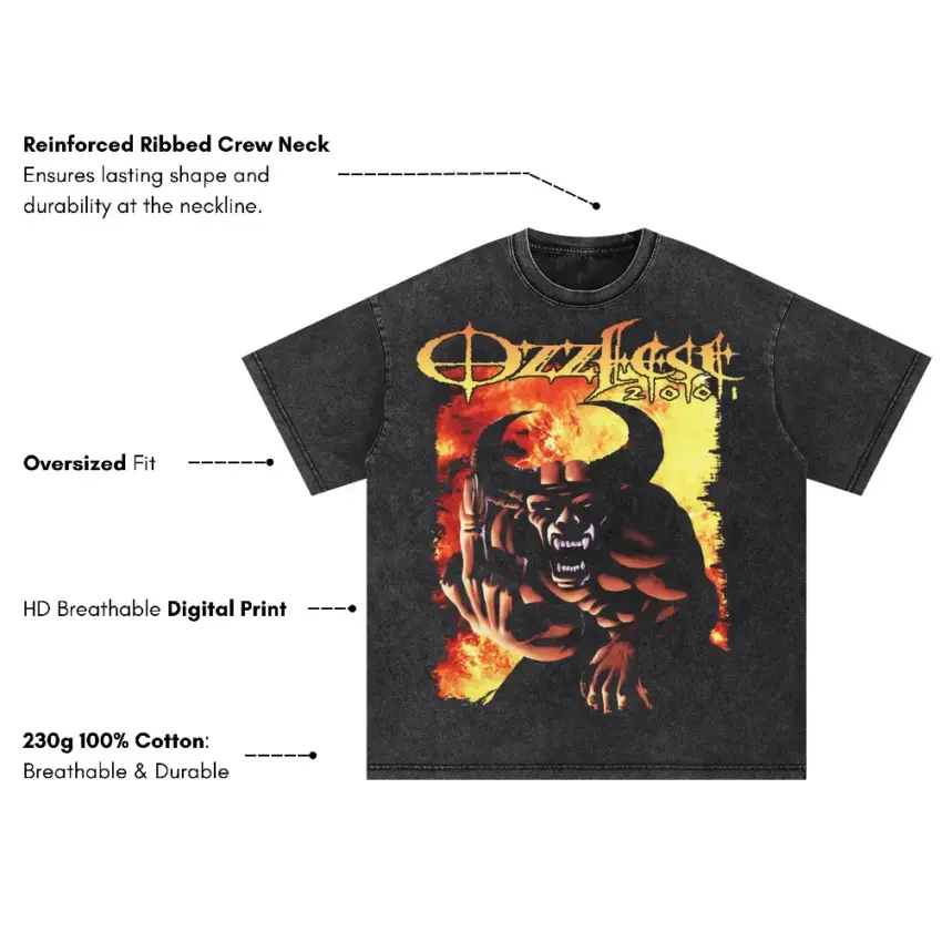 Ozzy Osbourne Bark At The Moon Oversized Acid Wash T-shirt - Image 5