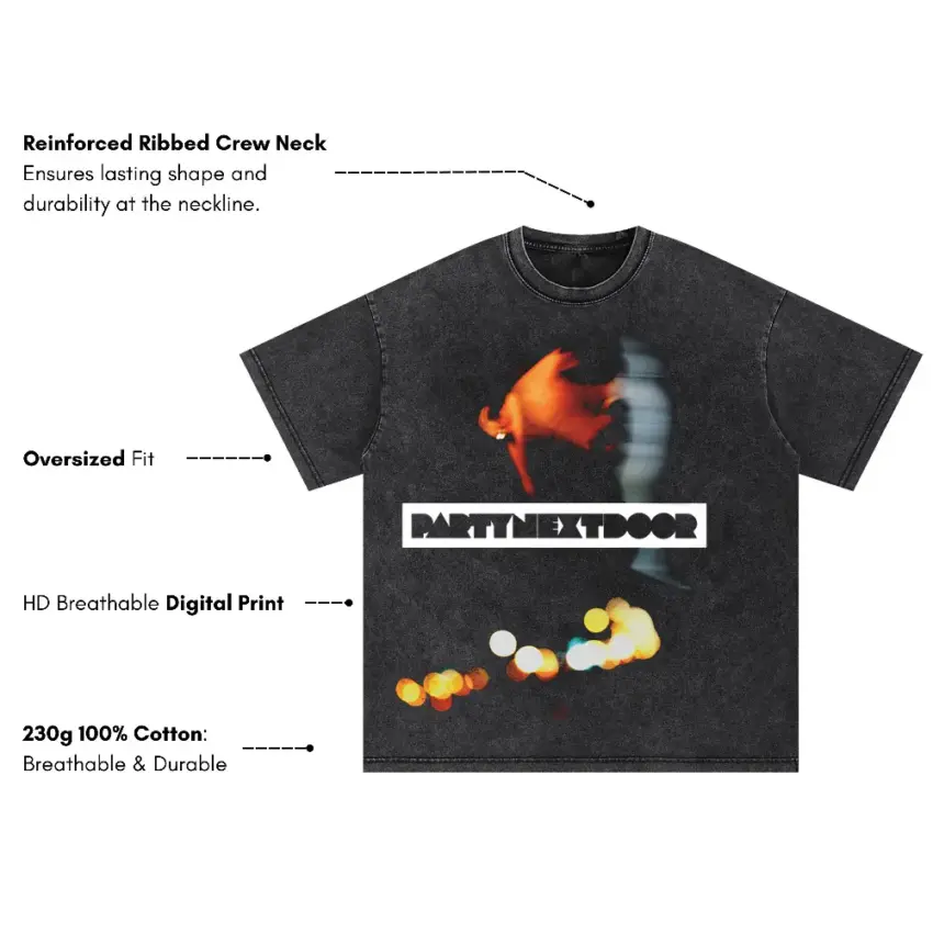 Party At 8 Oversized Acid Wash T-shirt - Image 5