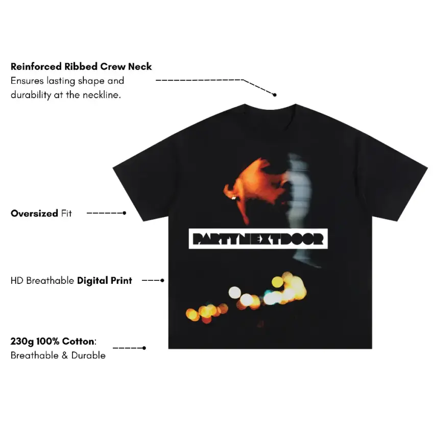 Party At 8 Oversized Black Graphic Tee - Image 5