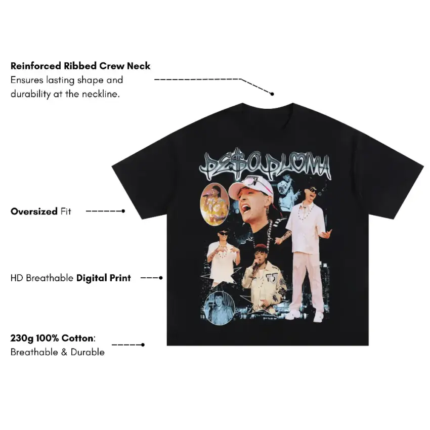 Peso Pluma El Belicon Oversized Black Graphic Tee - Image 5