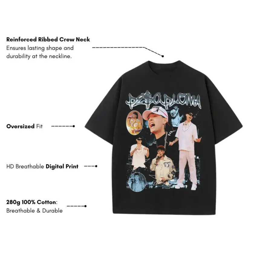 Peso Pluma El Belicon Heavyweight Oversized Black Graphic Tee - Image 5