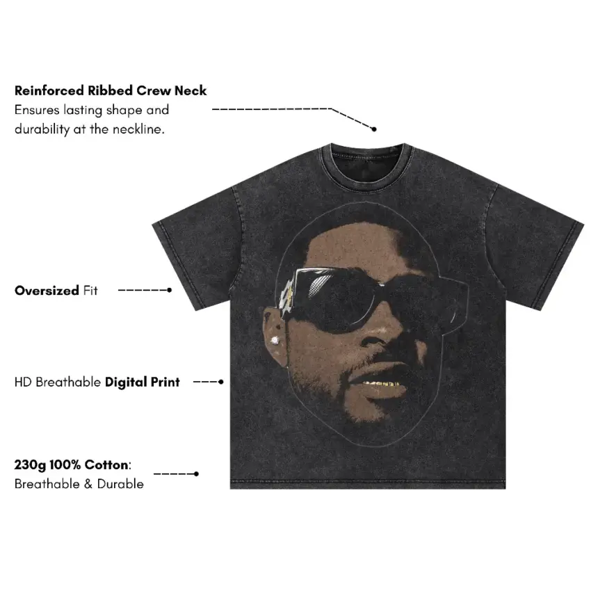 Pharrell In Shades Oversized Acid Wash T-shirt - Image 5
