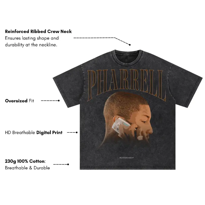 Pharrell Williams In My Mind Oversized Acid Wash T-shirt - Image 2