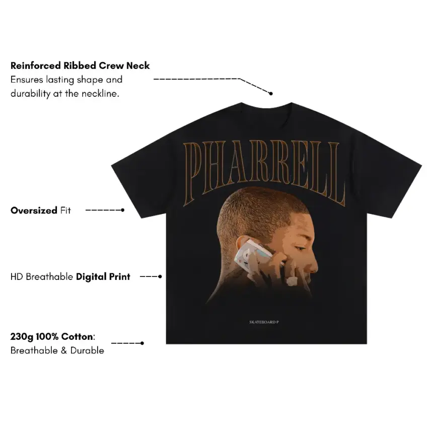 Pharrell Williams In My Mind Oversized Black Graphic Tee - Image 5