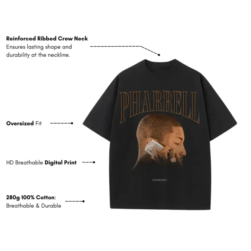Pharrell Williams In My Mind Heavyweight Oversized Black Graphic Tee - Image 5