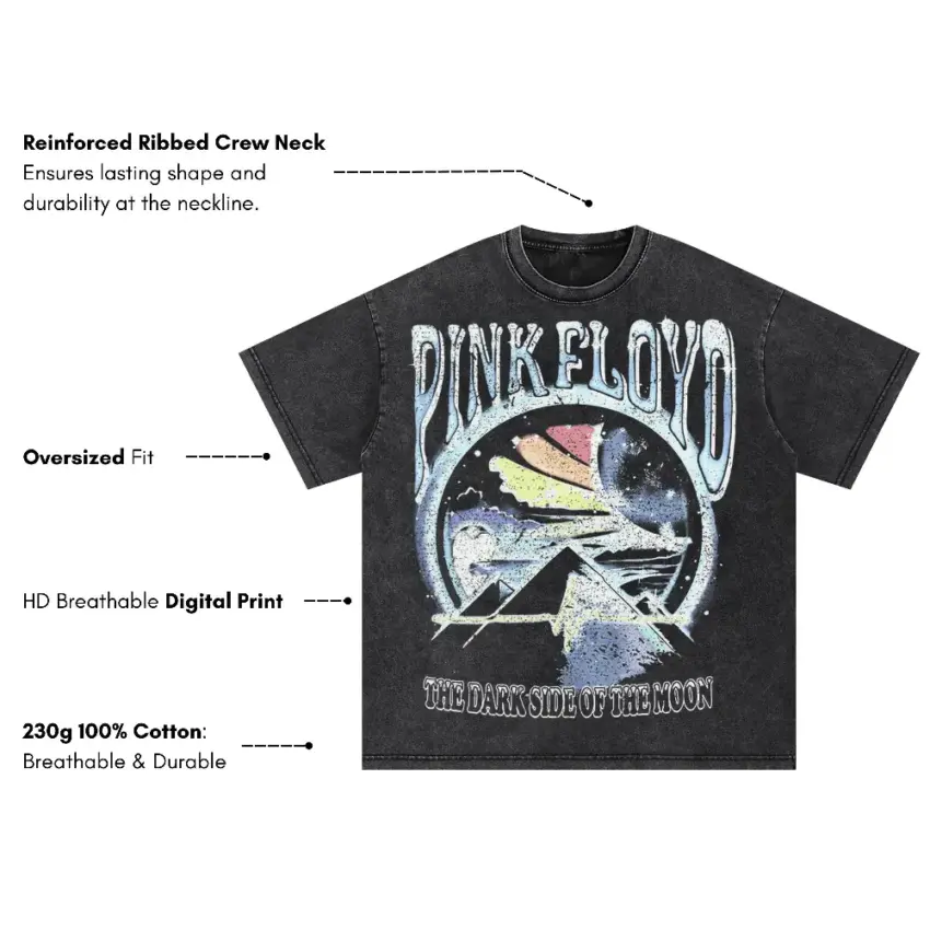 Pink Floyd Cosmic Prism Oversized Acid Wash T-shirt - Image 5