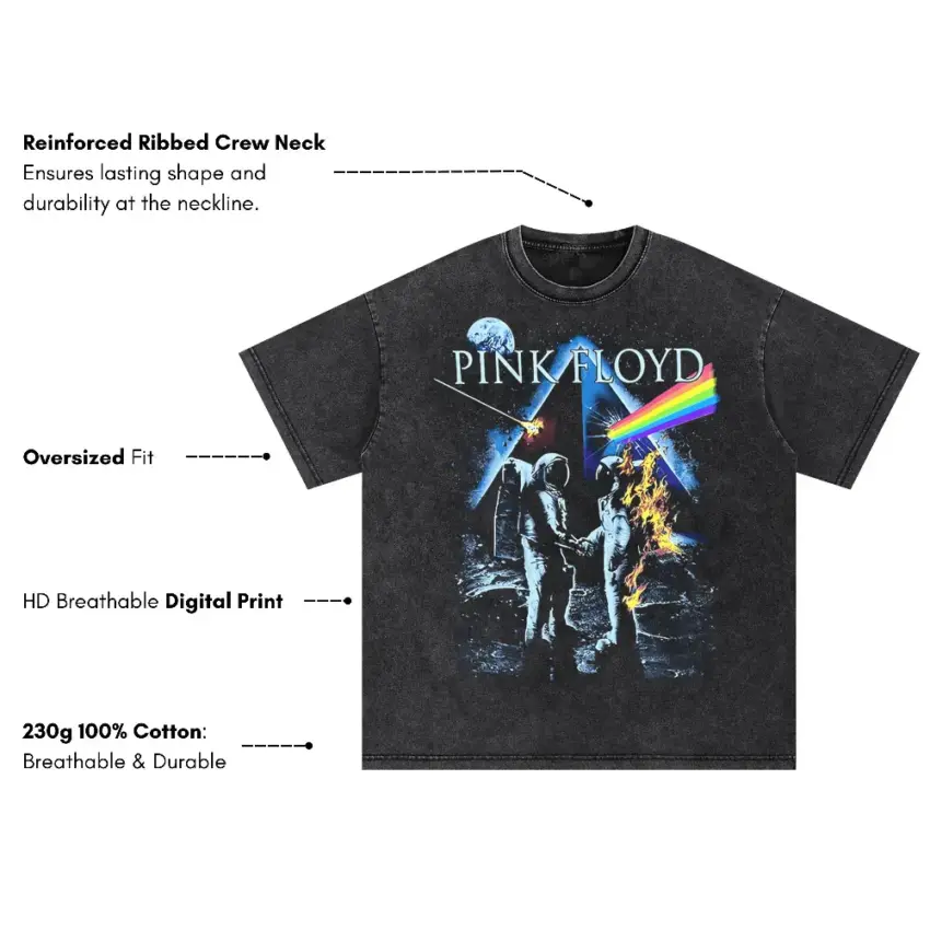 Pink Floyd Wish You Were Here Oversized Acid Wash T-shirt - Image 5