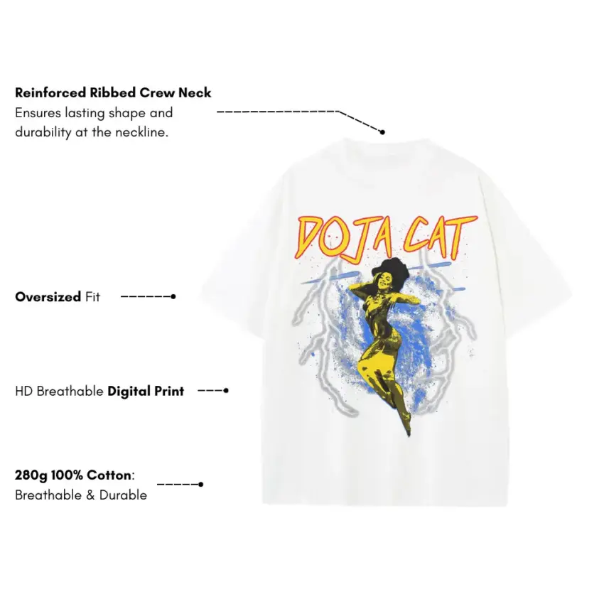 Planet Doja Heavyweight Oversized White Graphic Tee - Image 5