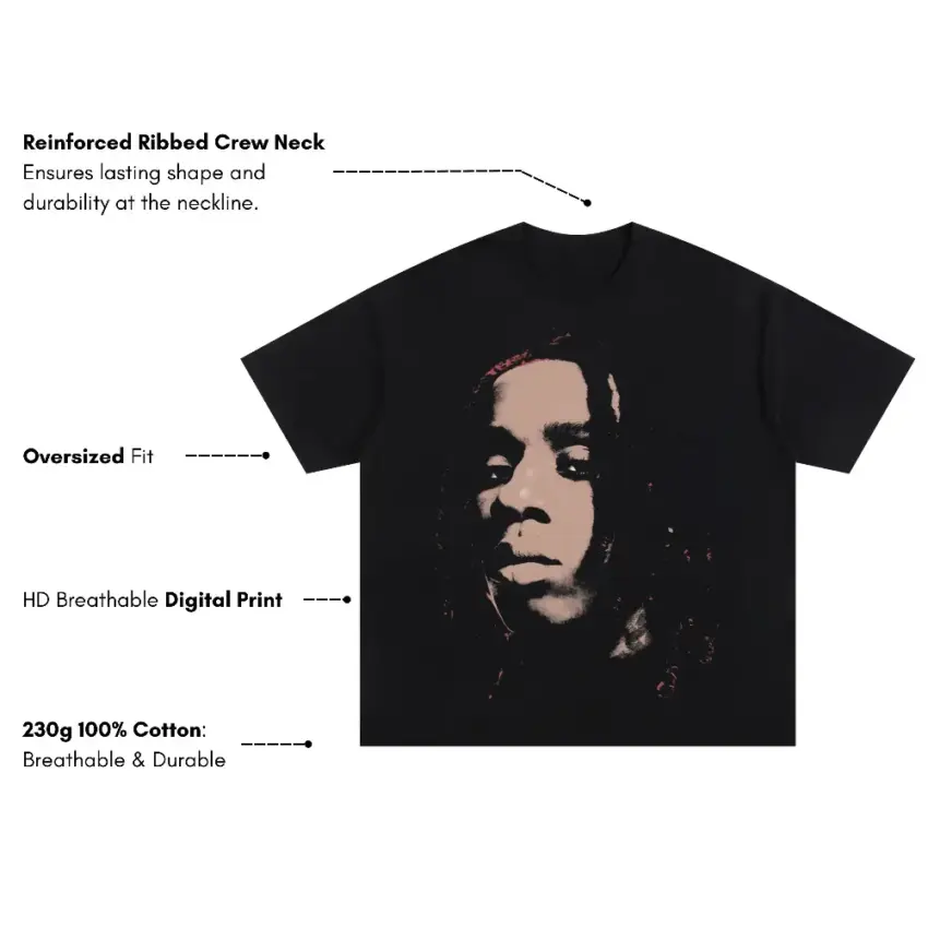 Playboi Carti Die Lit Portrait Oversized Black Graphic Tee - Image 5