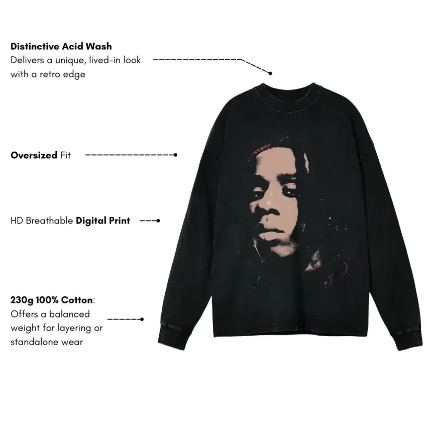 Playboi Carti Die Lit Portrait Aicd Wash Oversized Long Sleeve Shirt - Image 5